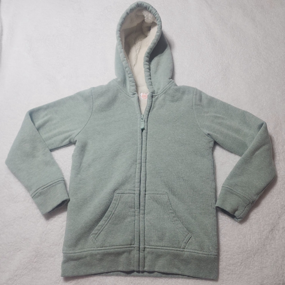 Wonder Nation Girl's Light Green Plush Lined Zip Up Hoodie Size Large (10-12)
